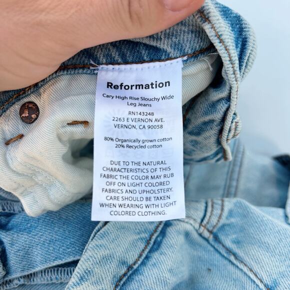 Reformation Jeans Cary High Rise Slouchy Wide Leg Jeans Light Bowen 31 Baggy - Picture 10 of 11